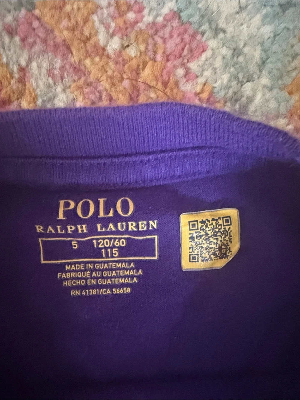 Ralph Lauren Kids Purple Crew Tee with White Polo Pony EUC